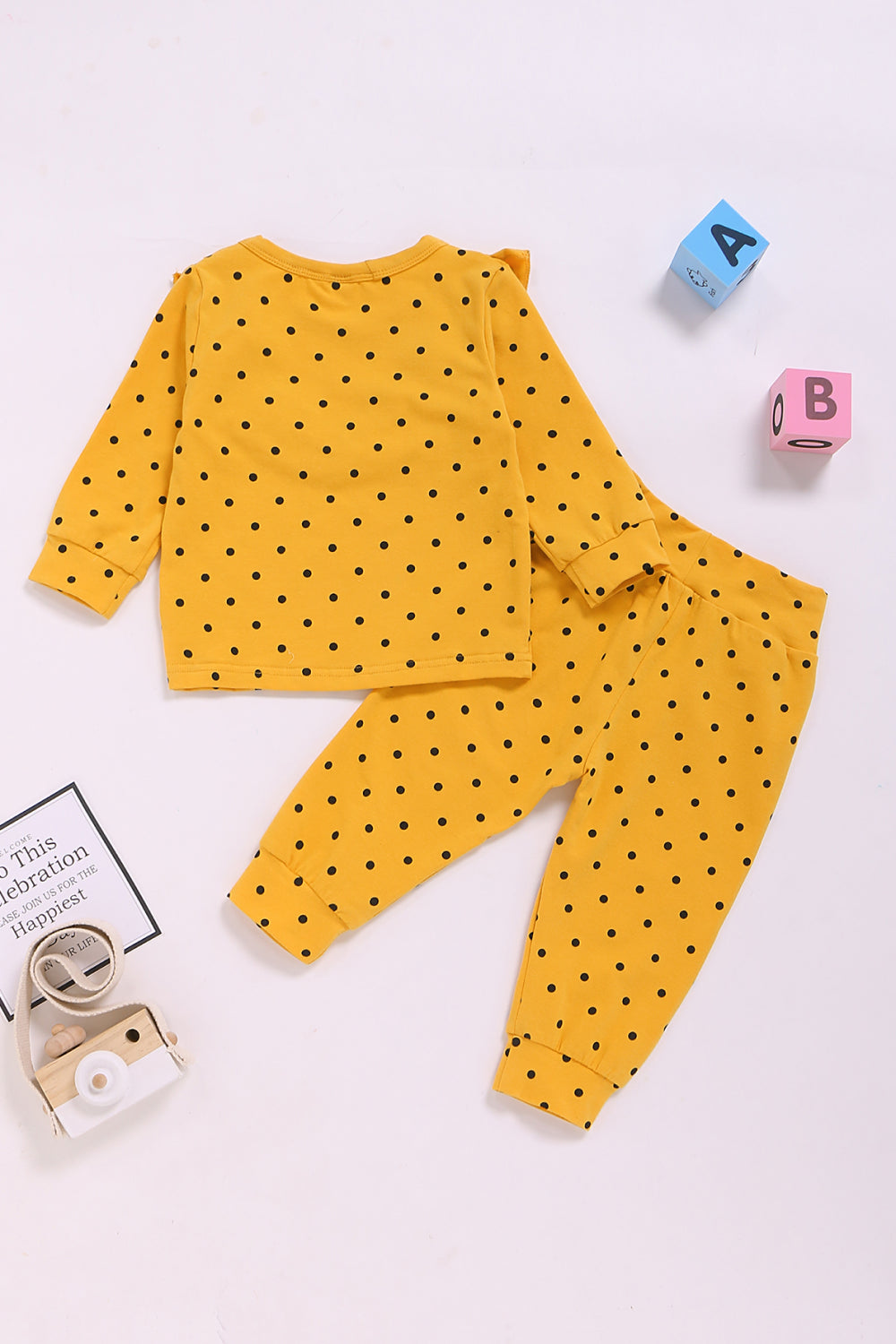 Baby Girls Polka Dot Ruffle Top and Pants Set
