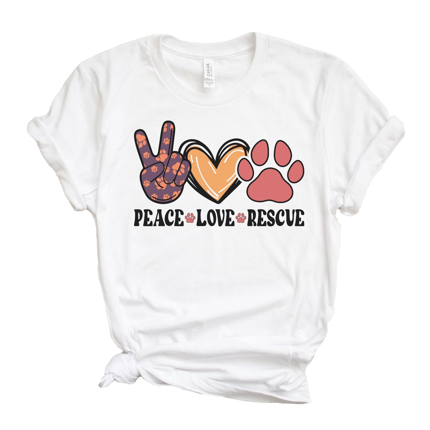 Peace Love Rescue Shirt, Dog Love shirt, Animal shirt, Animal Lover Tee, Love Paw, Dog Paw Gift, Gift for Dog Lover, Dog shirt