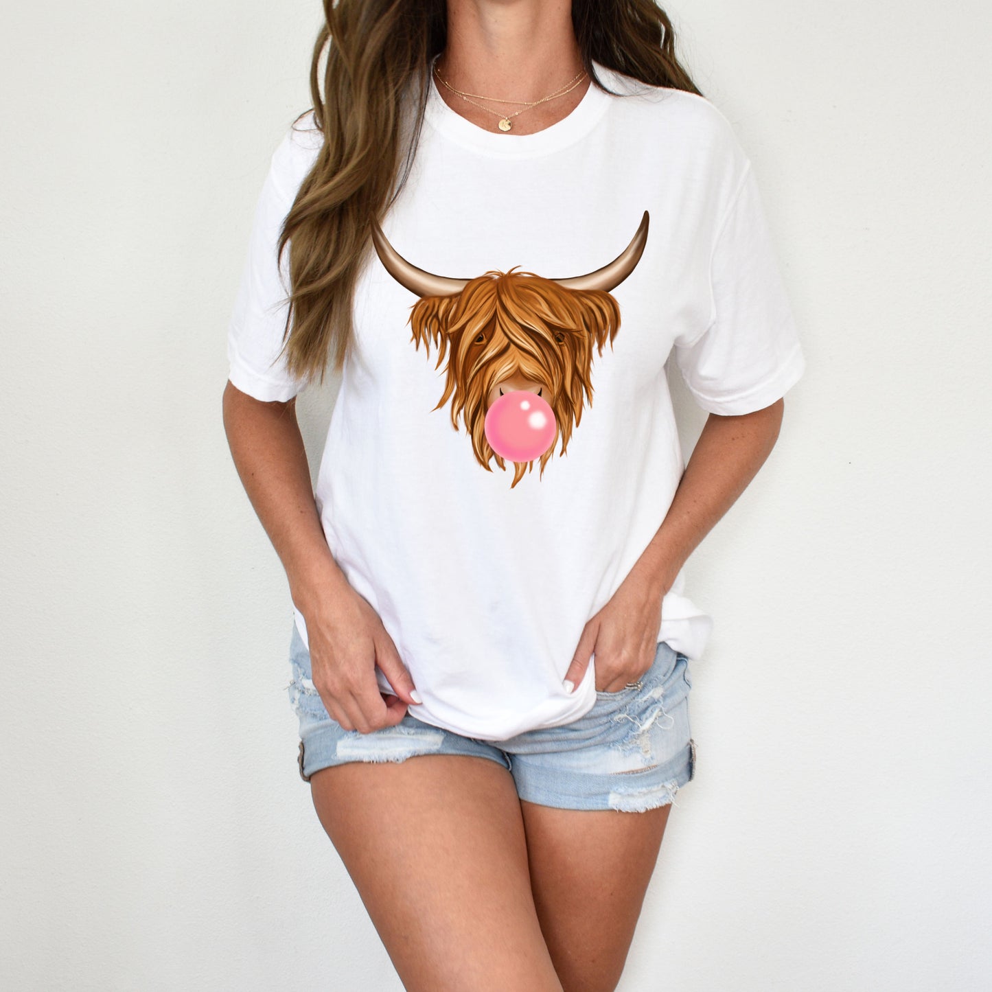 Highland Cow Shirt, Bubble Gum, Cow Shirt, Animal Shirt, Funny, Farming Shirt, Farmer Shirt, Cow Girl, Dairy Farm, Cow Shirts for Women