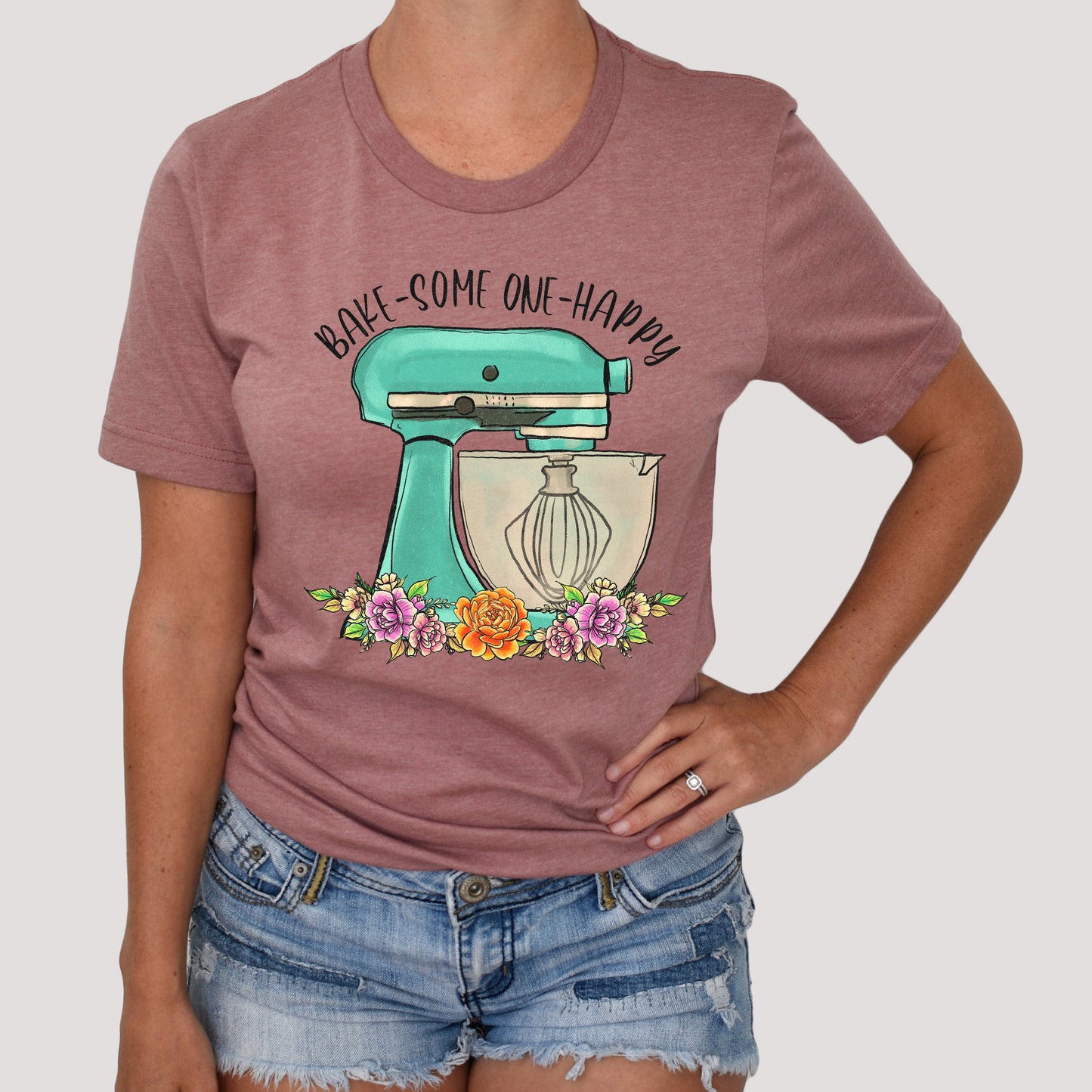 Bake Someone Happy Shirt, Baker Shirt, Baker Gift, Baking, Floral, Womens Shirts, Mixing Bowl