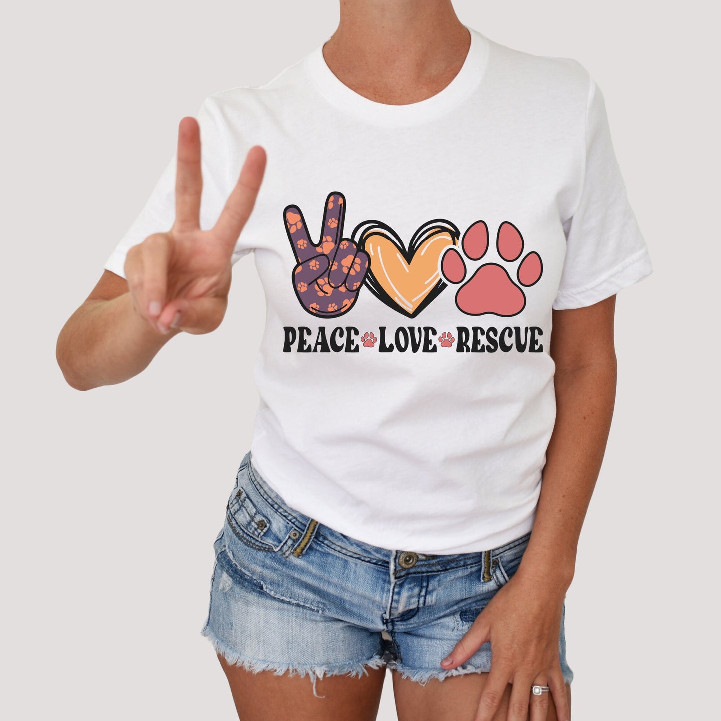 Peace Love Rescue Shirt, Dog Love shirt, Animal shirt, Animal Lover Tee, Love Paw, Dog Paw Gift, Gift for Dog Lover, Dog shirt