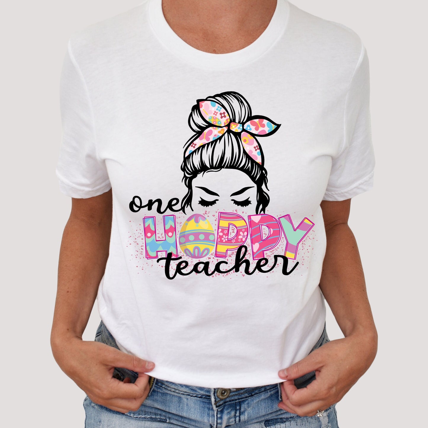 One Hoppy Teacher, Easter Teacher Shirt, Happy Easter Shirt, Bunny Shirt, Womens Shirt, Womens Easter Shirt, Spring Shirt, Teacher Shirt