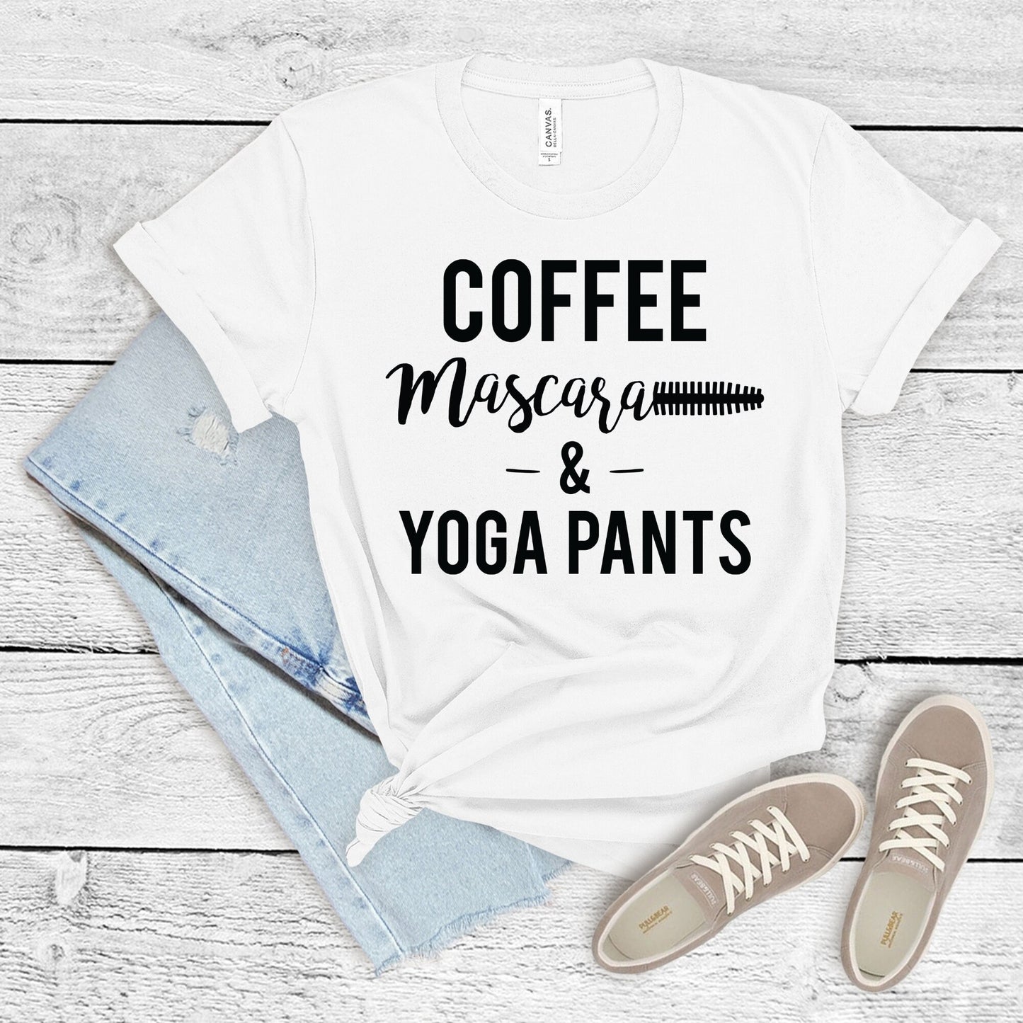 Coffee Mascara Yoga Shirt, Funny Shirt, Sarcastic Shirt, Cute Shirt, Tee, Womens Shirt, Mom Shirt, Gift