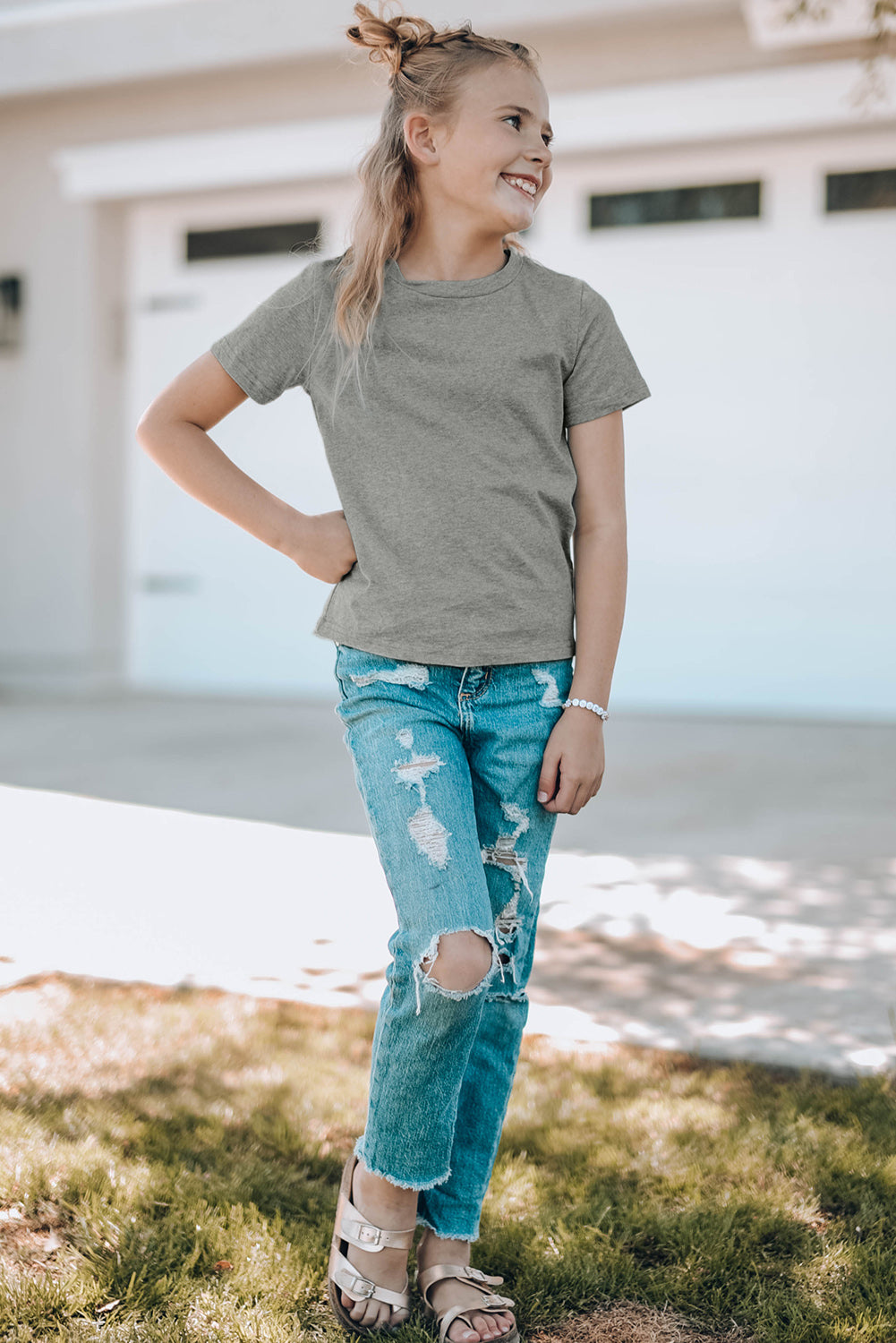 Girls Short Sleeve Crewneck T-Shirt