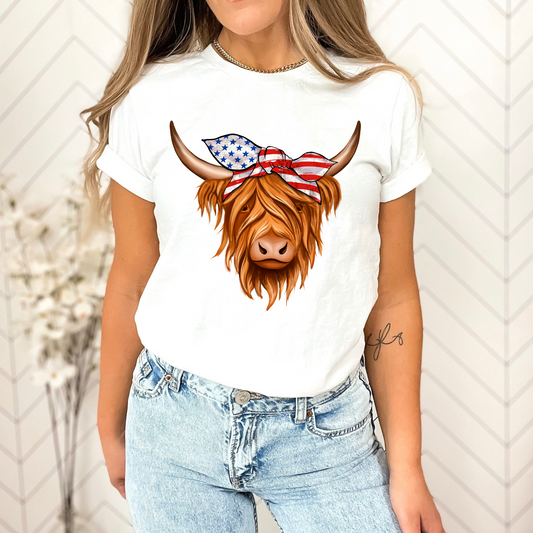 Highland Cow Shirt, Cow Shirt, Red White Blue, Animal Shirt, Funny, Farming Shirt, Farmer Shirt, Cow Girl, Dairy Farm, Cow Shirts for Women