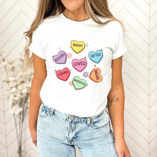 Heart Candy Shirt, Love Heart shirt, Valentines Day shirt, Candy Hearts Shirt