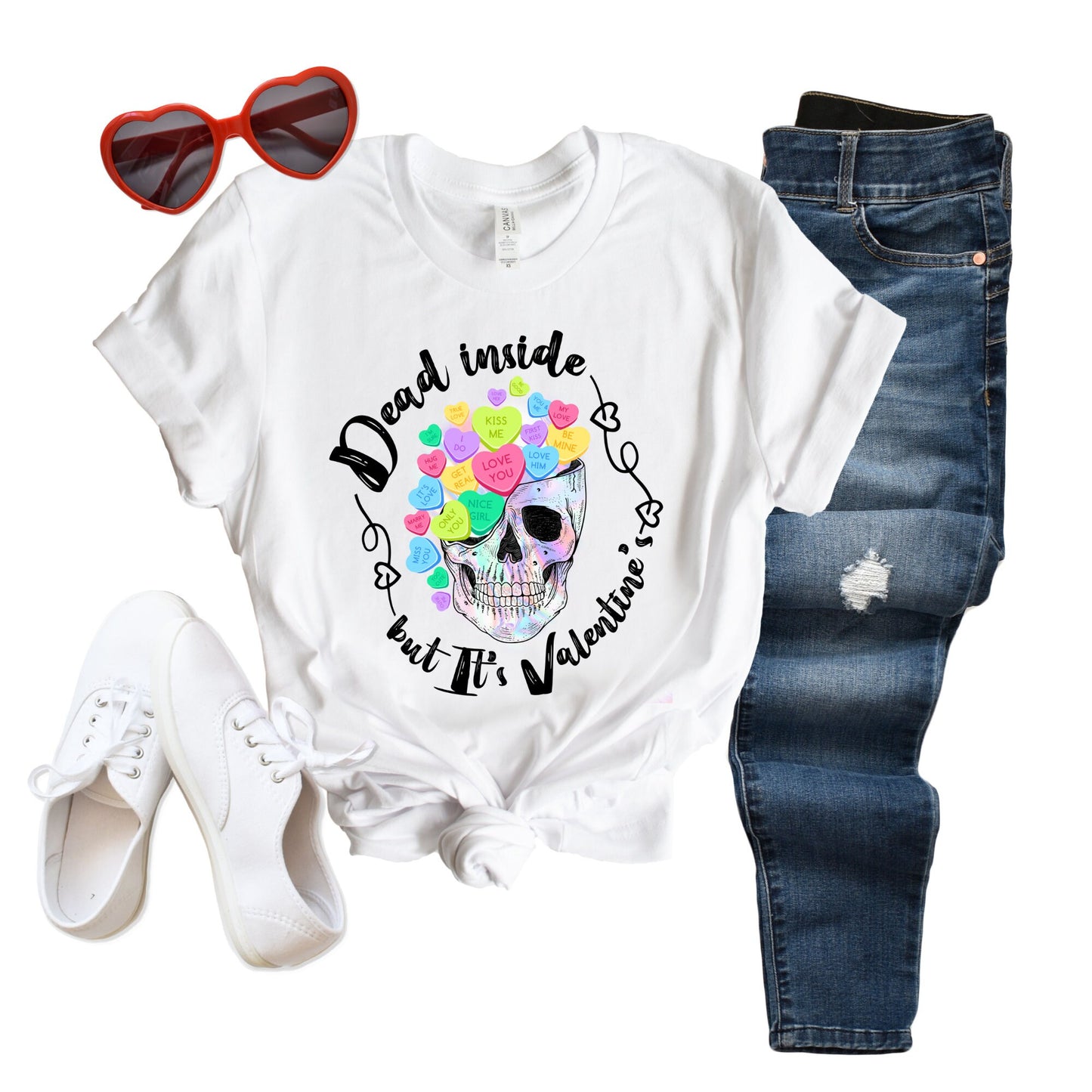 Dead Inside Valentines Shirt, Velentines Shirt, Love, Heart Candy, Skeleton Shirt