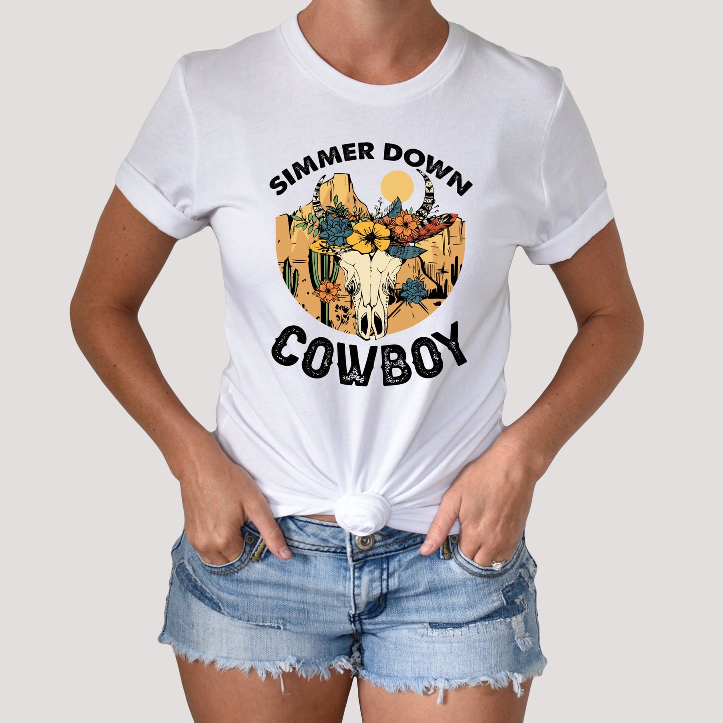 Simmer Down Coyboy Shirt, Western Shirt, Country Shirt, Womens Shirt, Road Trip, Desert Shirt, Cowboy Shirt