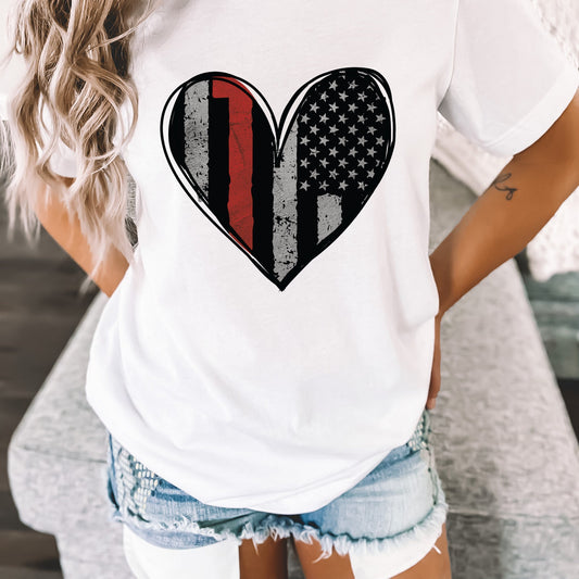 Firefighter Love Shirt, Support Firefighters, Love, Red Heart Shirt