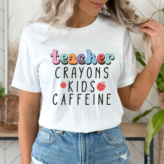 Teacher Crayons Kids Caffeine Shirt, Teacher Shirt, Daycare Shirt, Back to School Shirt, School Shirt, Gift