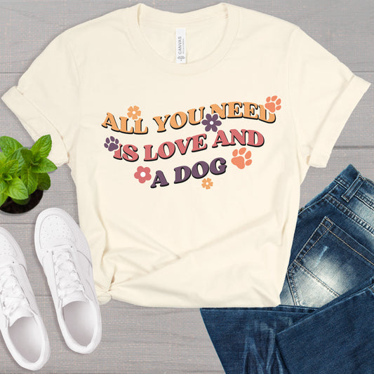 Love And A Dog Shirt, Dog Rescue Shirt, Dog Love shirt, Animal shirt, Animal Lover Tee, Love Paw, Dog Paw Gift, Gift for Dog Lover, Dog Tee