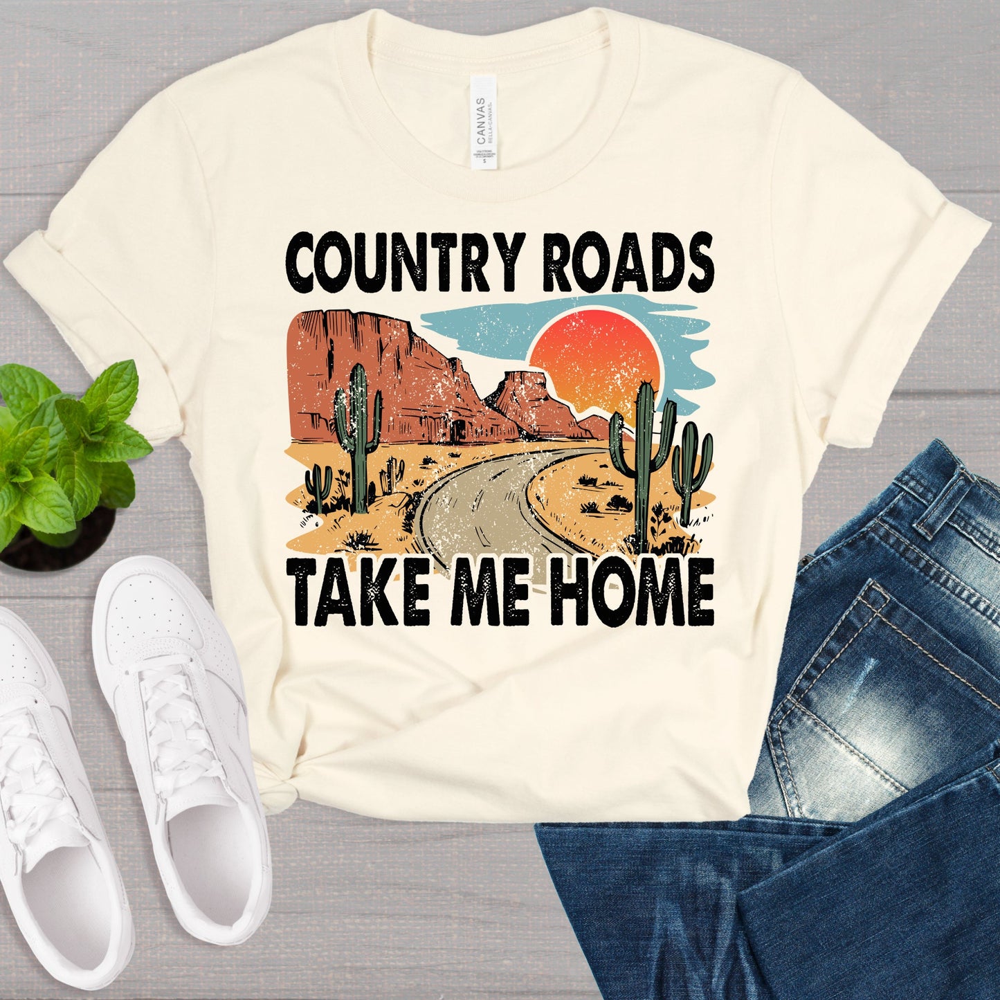 Country Roads Shirt, Western Shirt, Country Shirt, Womens Shirt, Road Trip, Desert Shirt, Cowboy Shirt
